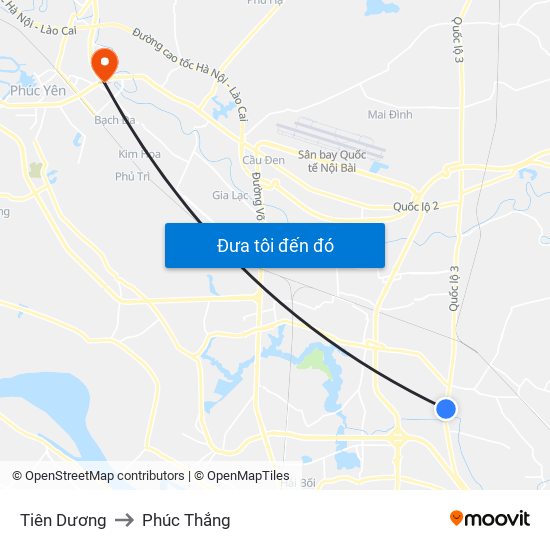 Tiên Dương to Phúc Thắng map