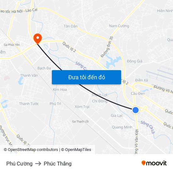 Phú Cường to Phúc Thắng map