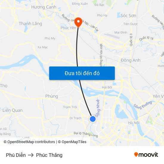 Phú Diễn to Phúc Thắng map