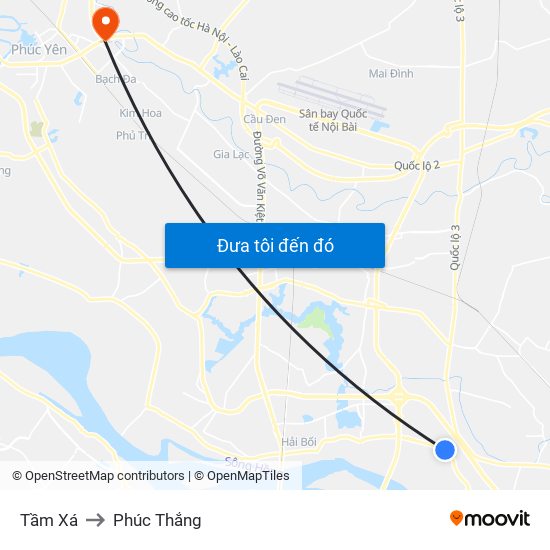 Tầm Xá to Phúc Thắng map