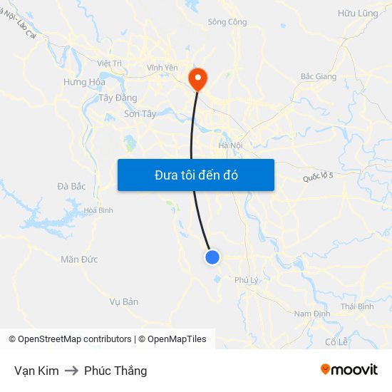 Vạn Kim to Phúc Thắng map