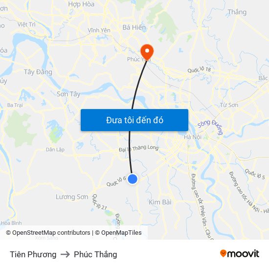 Tiên Phương to Phúc Thắng map