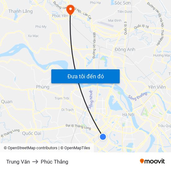 Trung Văn to Phúc Thắng map