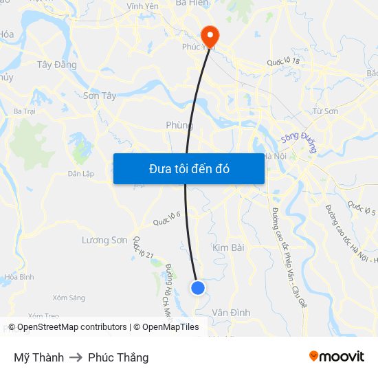 Mỹ Thành to Phúc Thắng map