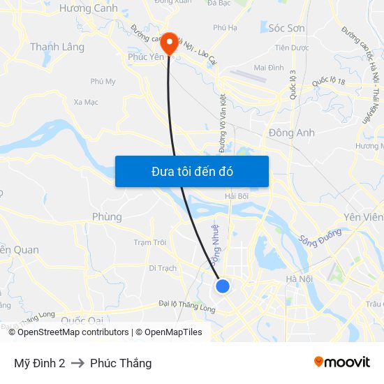 Mỹ Đình 2 to Phúc Thắng map