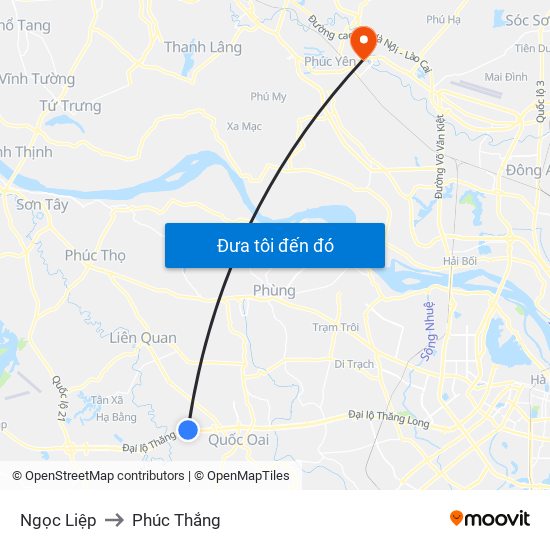 Ngọc Liệp to Phúc Thắng map