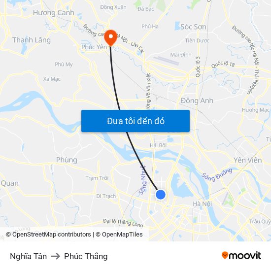 Nghĩa Tân to Phúc Thắng map