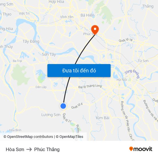 Hòa Sơn to Phúc Thắng map