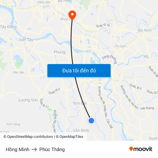 Hồng Minh to Phúc Thắng map