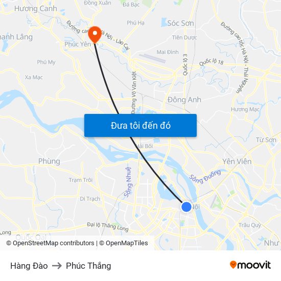 Hàng Đào to Phúc Thắng map