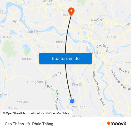 Cao Thành to Phúc Thắng map