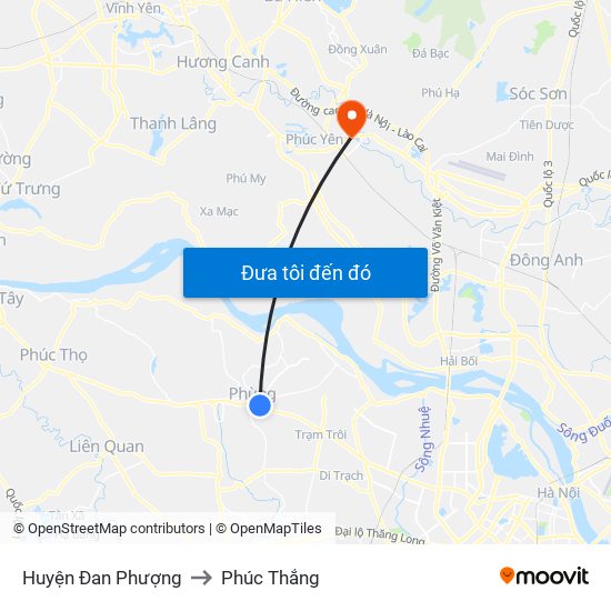 Huyện Đan Phượng to Phúc Thắng map