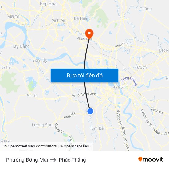 Phường Đồng Mai to Phúc Thắng map