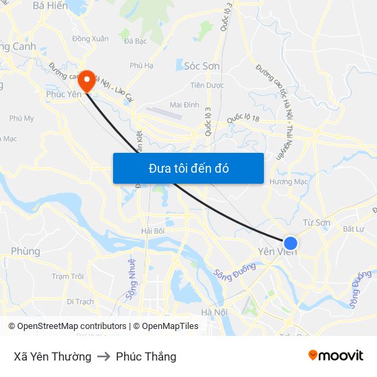 Xã Yên Thường to Phúc Thắng map