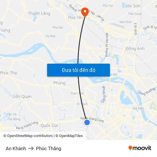 An Khánh to Phúc Thắng map