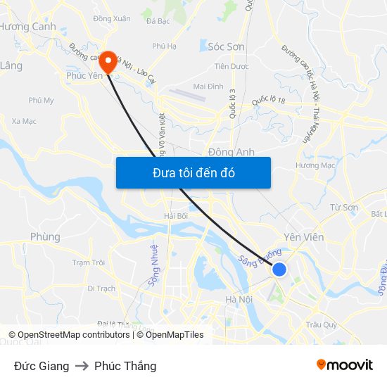 Đức Giang to Phúc Thắng map