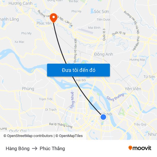 Hàng Bông to Phúc Thắng map