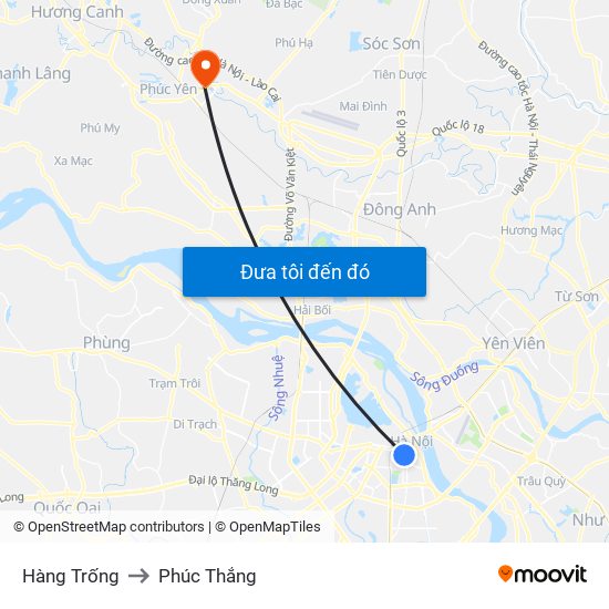 Hàng Trống to Phúc Thắng map