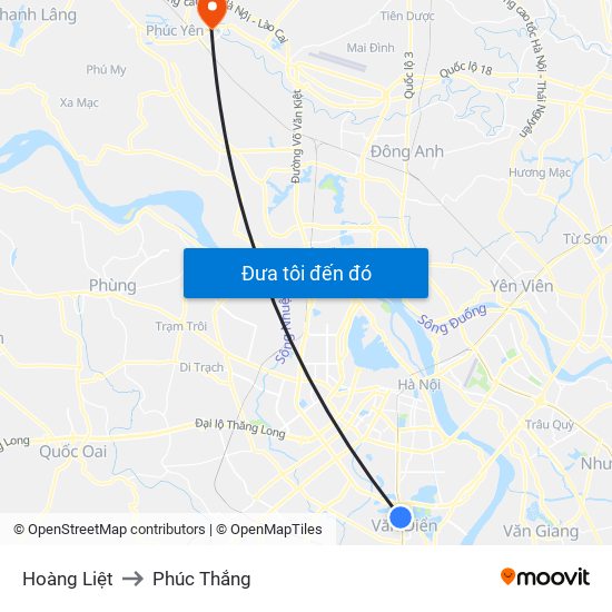 Hoàng Liệt to Phúc Thắng map