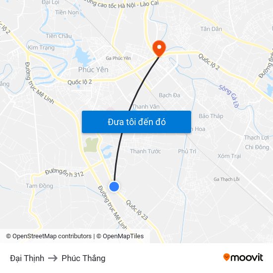 Đại Thịnh to Phúc Thắng map