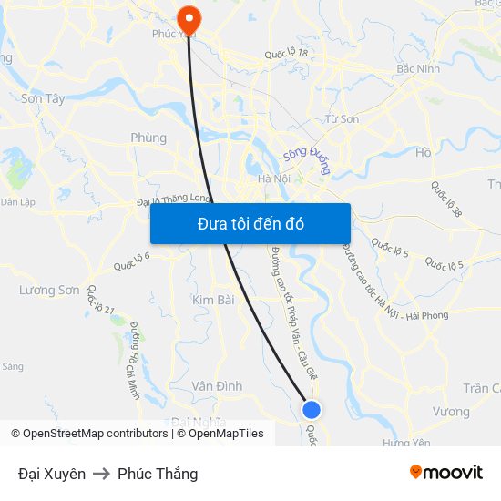 Đại Xuyên to Phúc Thắng map