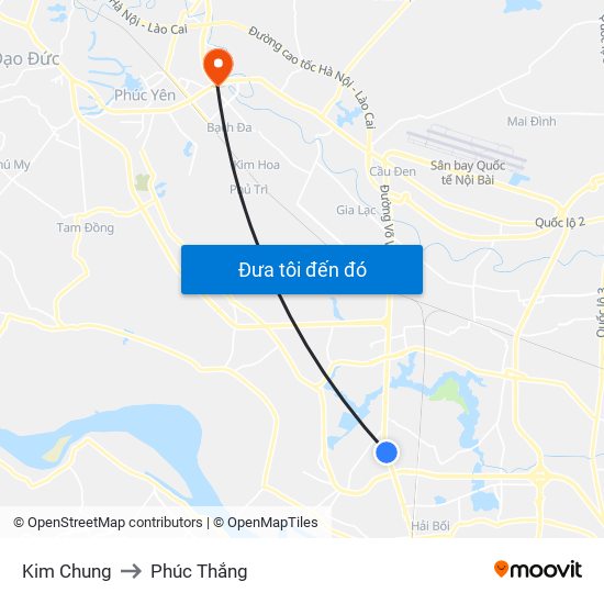 Kim Chung to Phúc Thắng map