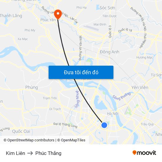 Kim Liên to Phúc Thắng map