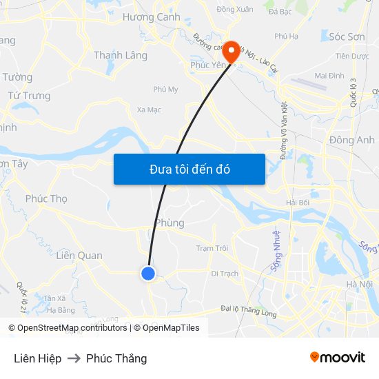 Liên Hiệp to Phúc Thắng map