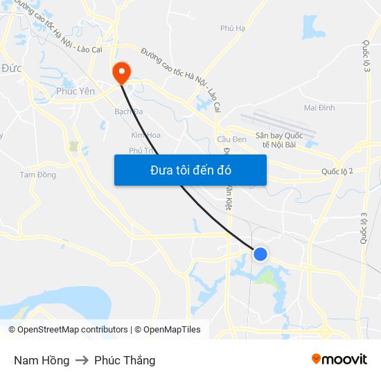 Nam Hồng to Phúc Thắng map