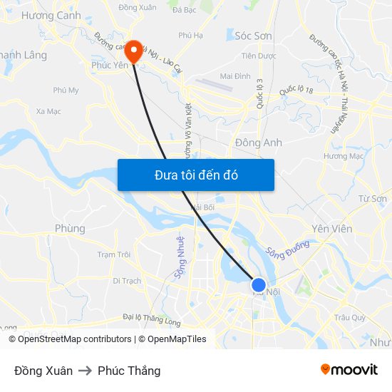 Đồng Xuân to Phúc Thắng map
