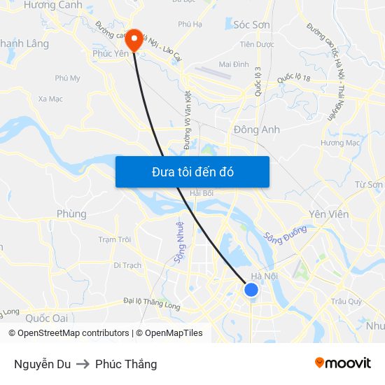 Nguyễn Du to Phúc Thắng map