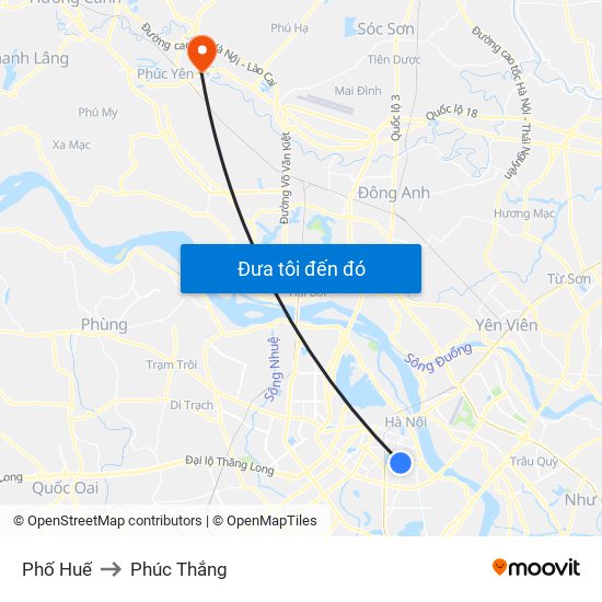 Phố Huế to Phúc Thắng map