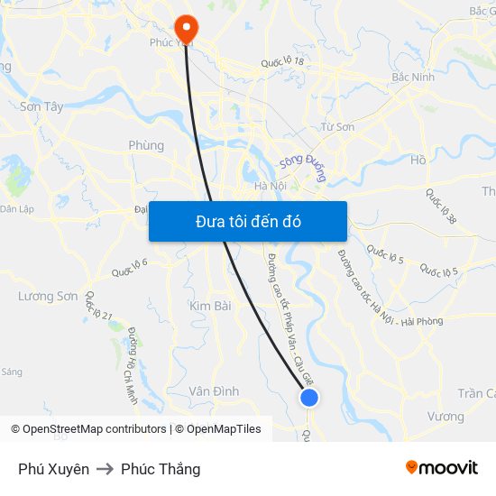 Phú Xuyên to Phúc Thắng map