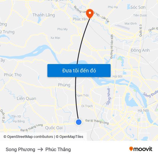 Song Phương to Phúc Thắng map