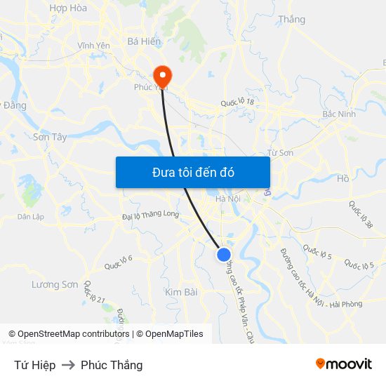 Tứ Hiệp to Phúc Thắng map