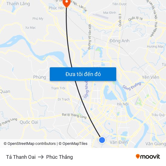 Tả Thanh Oai to Phúc Thắng map