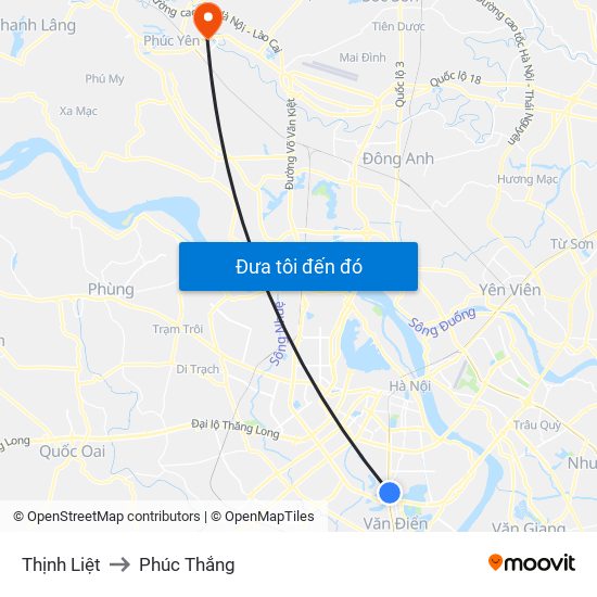 Thịnh Liệt to Phúc Thắng map