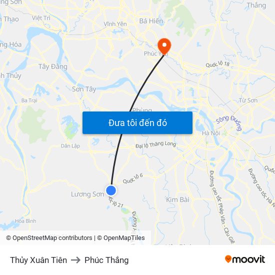 Thủy Xuân Tiên to Phúc Thắng map