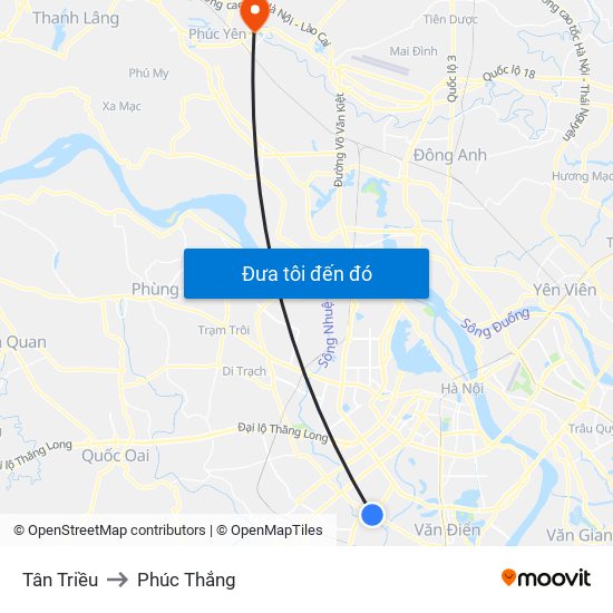 Tân Triều to Phúc Thắng map