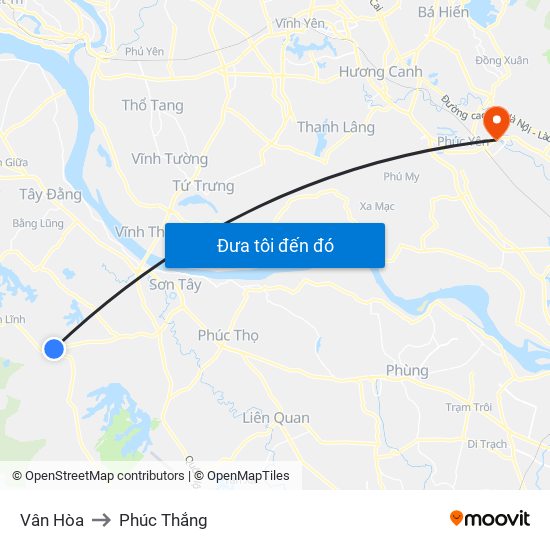 Vân Hòa to Phúc Thắng map