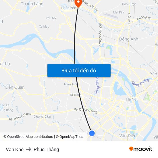 Văn Khê to Phúc Thắng map