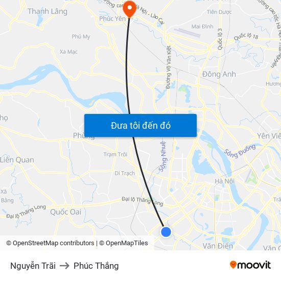 Nguyễn Trãi to Phúc Thắng map