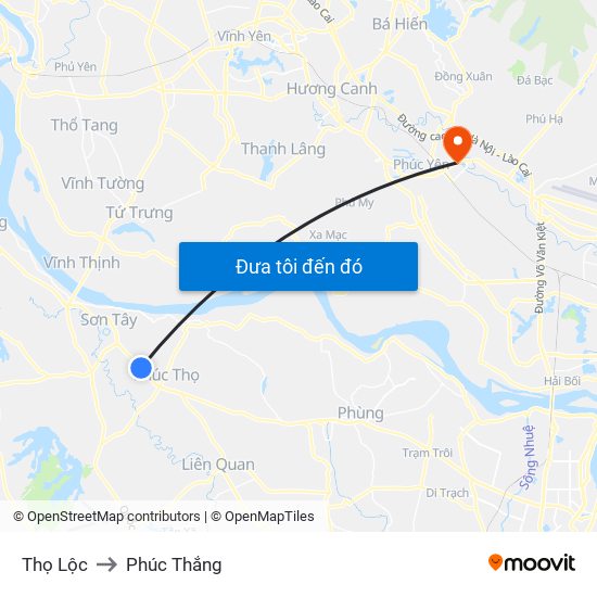 Thọ Lộc to Phúc Thắng map
