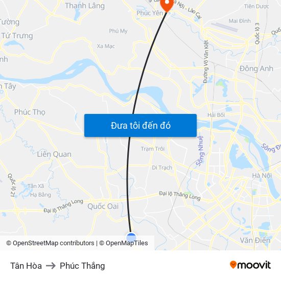 Tân Hòa to Phúc Thắng map