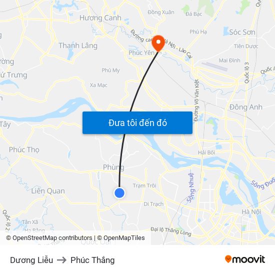 Dương Liễu to Phúc Thắng map