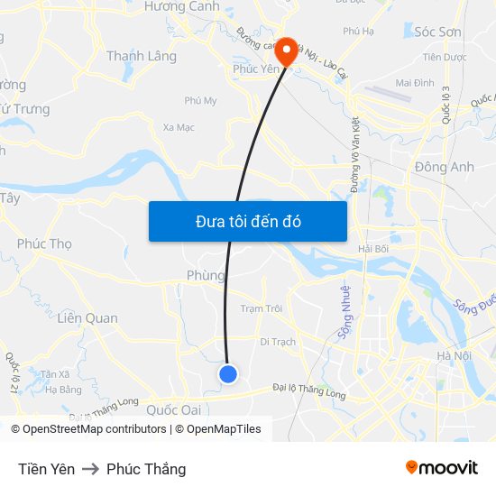 Tiền Yên to Phúc Thắng map