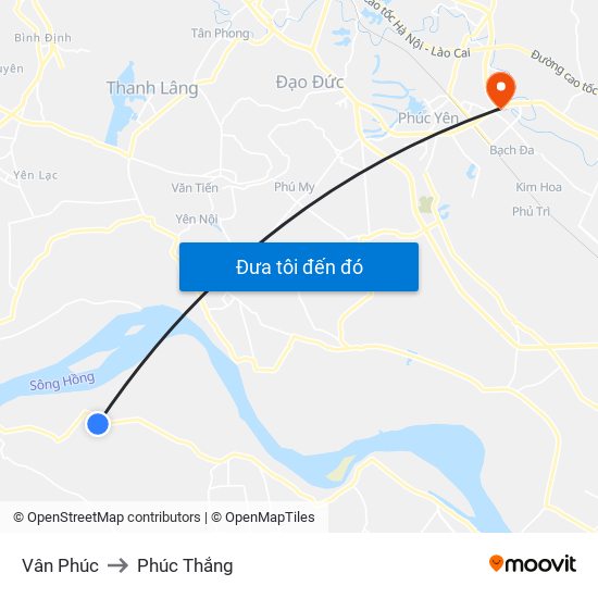 Vân Phúc to Phúc Thắng map