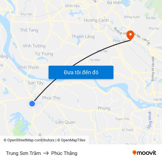 Trung Sơn Trầm to Phúc Thắng map