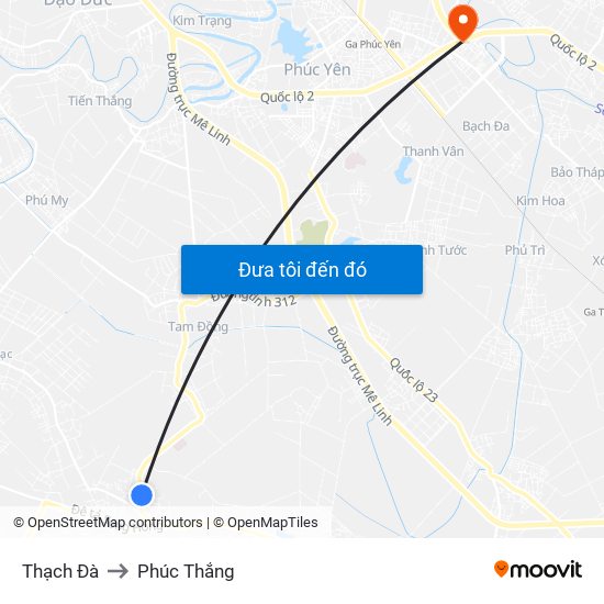 Thạch Đà to Phúc Thắng map