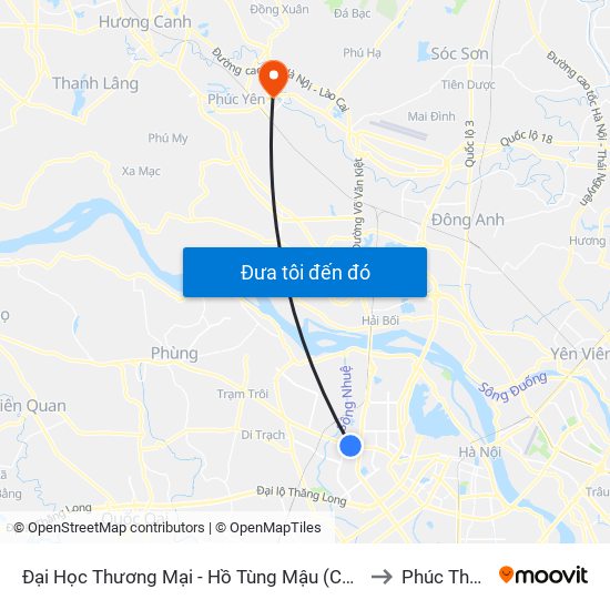 Đại Học Thương Mại - Hồ Tùng Mậu (Cột Sau) to Phúc Thắng map